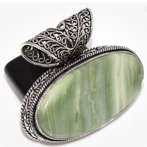 Larsonite Vintage Style Pendant. 925 Silver Plated.